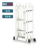 1 – Hitman – HT-NIL-6479 – 4×3 – 3,8méteres – 4 tagú – 3 fokos -Aluminium Csuklós Létra