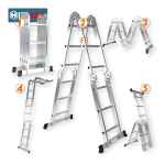 11 – Hitman – HT-NIL-6479 – 4×3 – 3,8méteres – 4 tagú – 3 fokos -Aluminium Csuklós Létra